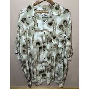 Pineapple Connection Mens Hawaiian Tropical Shirt Brown Pineapples 3XLT
